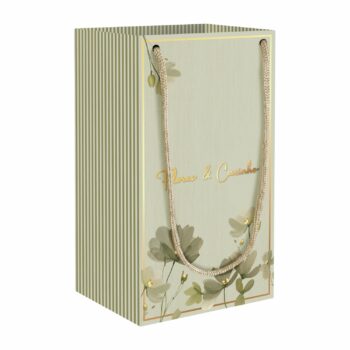 Sacola Duplex Fiorella C/ Hot Stamping 26cmx13,8cmx11cm 4pç Verde Bruma/Ouro