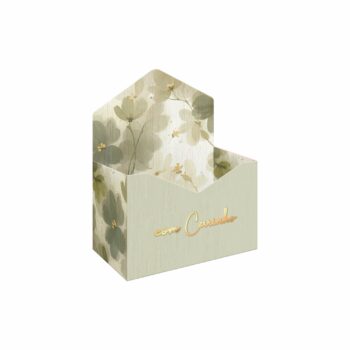 Mini Caixa Envelope Fiorella C/Hot Stamping 10cmx5,5cmx7cm 6pç Verde Bruma/Ouro