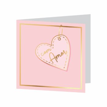 Cartão Felicitá C/Hot Stamping 09cmx09cm 10pçs Rosa Pétala