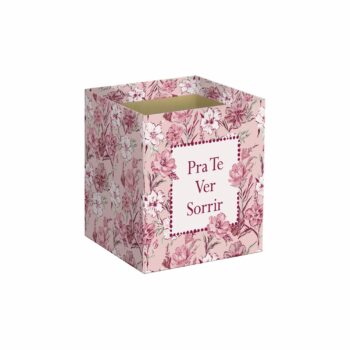Cachepot Quadrado Bella Flora C/Hot Stamping 11cmx11cmx11cm 10pc Rosa Pó