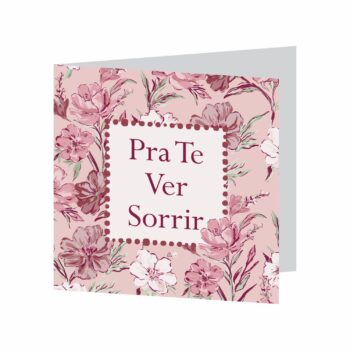 Cartão Bella Flora C/Hot Stamping 09cmx09cm 10pçs Rosa Pó