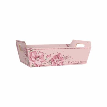 Bandeja Vintage Bella Flora 26cmx18cmx8,5cm 4pc Rosa Pó