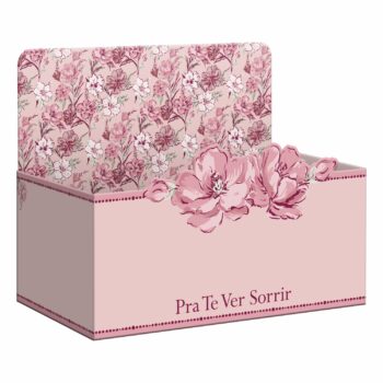 Caixa Display Bella Flora C/ Hot Stamping 27,5cmx11,5cmx18,5cm 1pç Rosa Pó/Rosé