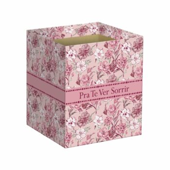 Cachepot Quadrado Bella Flora C/ Hot Stamping 14,5cmx14,5cmx15,5cm 10pc Rosa Pó/Rosé