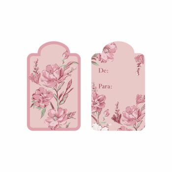 Tag Bella Flora C/ Hot Stamping 4,5cmx7cm 10pçs Rosa Pó