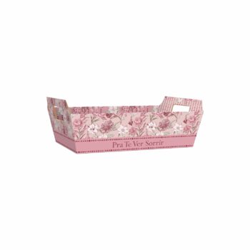 Bandeja Vintage Bella Flora 21cmx15cmx6,5cm 4pc Rosa Pó/Rosé