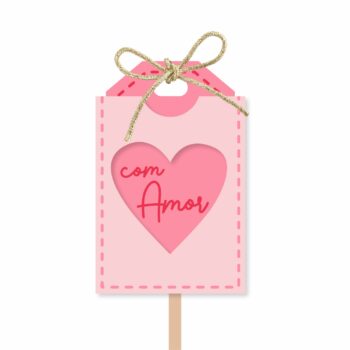 Pick MDF Felicitá Com Amor 51mmx79mm 1pç Rosa