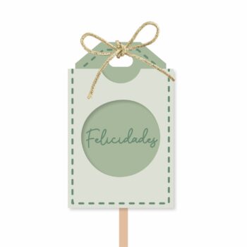 Pick MDF Felicitá Felicidades 51mmx79mm 1pç Verde Chá