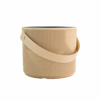 Vaso Cerâmica Prisma 14cmx12cm 1pç Cáqui