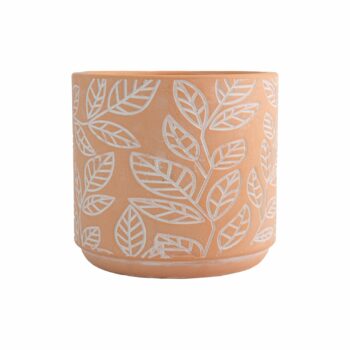 Vaso Cimento Folhagem 13,8cmx13,8cmx12,8cm 1pç Terra Cota