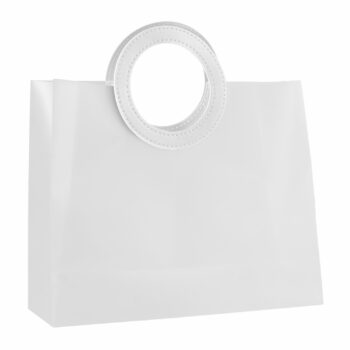 Sacola PVC Com Alça Couro 32cmx11cmx26cm 1pç Branca