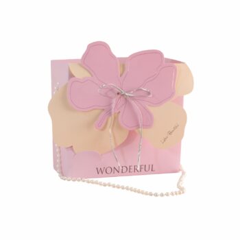 Bolsa Flor C/ Alça De Pérolas 18cmx8cmx17cm Rosa