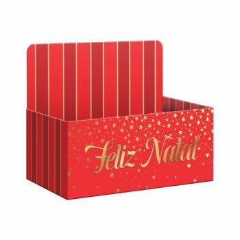 Caixa Display Felicitá Estrelas C/ Hot Stamping 27,5cmx11,5cmx18,5cm 1pç Vermelho/Ouro