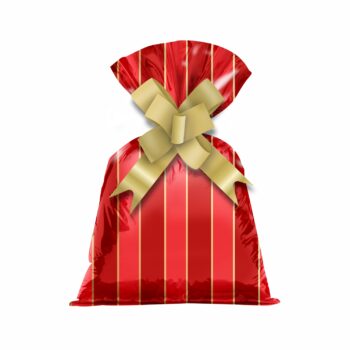 Saco Poli Metalizado Felicitá 25cmx35cm 50pc Vermelho/Ouro
