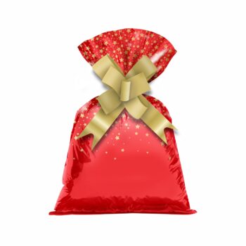 Saco Poli Metalizado Estrelas 25cmx35cm 50pc Vermelho/Ouro